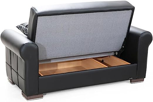 Causeuse-lit convertible en cuir 67 po Georgea, Similicuir noir