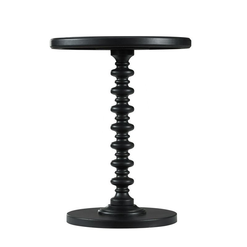 Fiama Black Solid Wood Round End Table