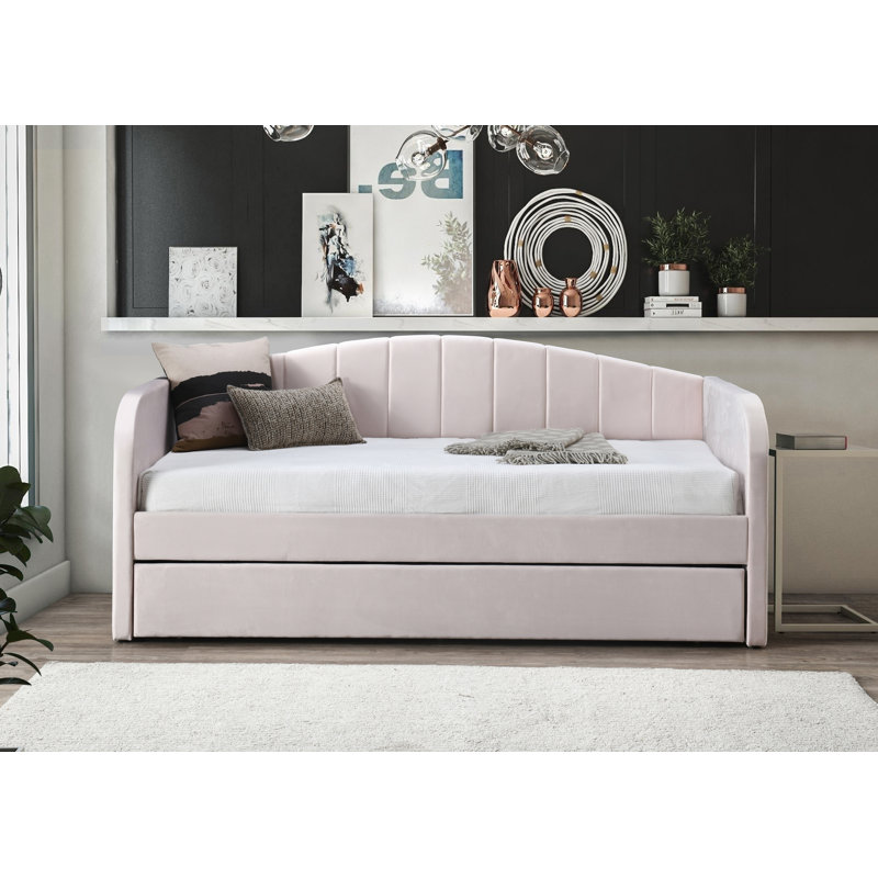 Antoin Upholstered Daybed with Trundle, Grey