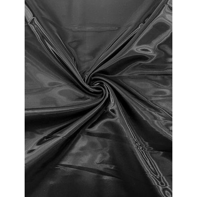 Tissu satiné liquide noir brillant au mètre, qualité nuptiale, largeur 147 cm, satin soyeux et brillant pour robes de mariée et décoration