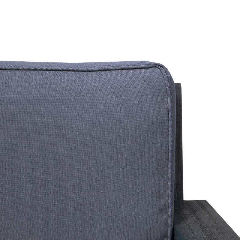 Aylie Acacia Outdoor Lounge Chair, Dark Teal Cushion/Light Gray Frame, Dark Gray Cushion/Light Gray Frame