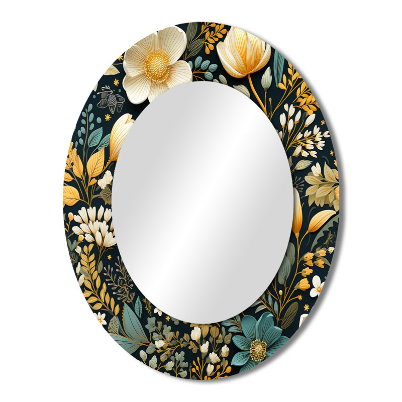 Schrider Floral Wanderlust, motif boho - miroir mural botanique unique, 43 po x 33 po, Ovale