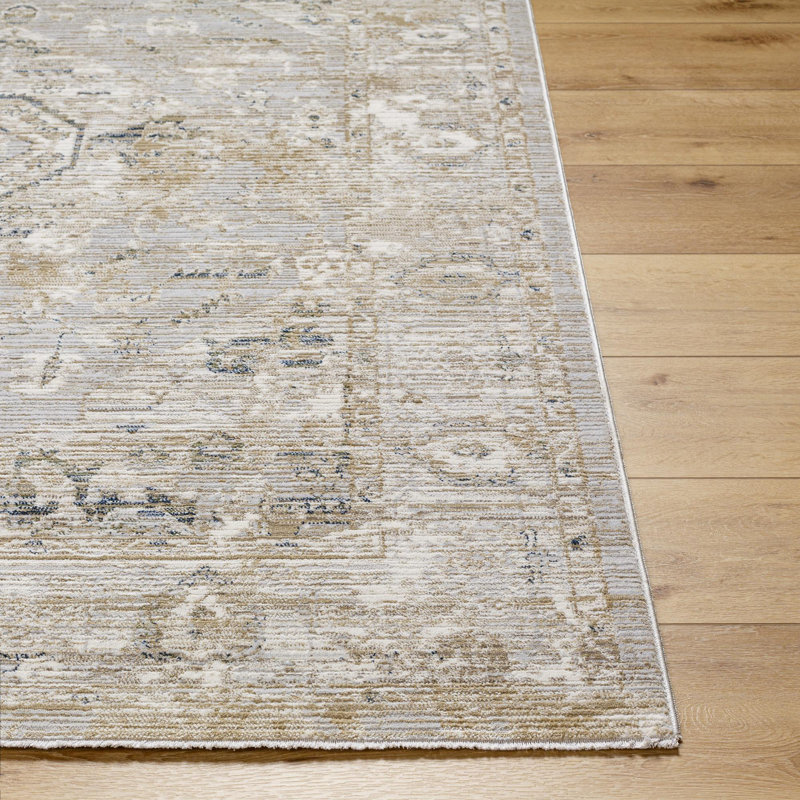 Quincy Light Gray/Teal Area Rug, Rectangle 9'2" x 12'