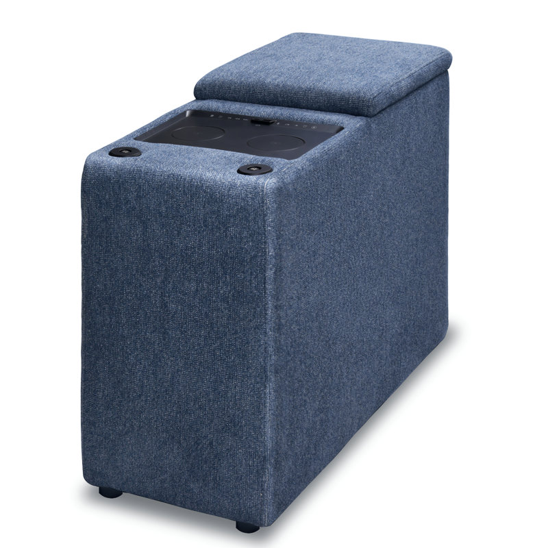 Madella Audio Smart End Tables with Storage and Built-in Outlets,Power Grommet for Sofa Sectional, Navy