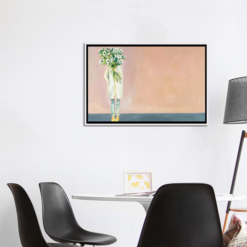 Anemone Painting by Meredith Steele - Painting, 26" H x 40" W x 1.5" D, White Framed Canvas