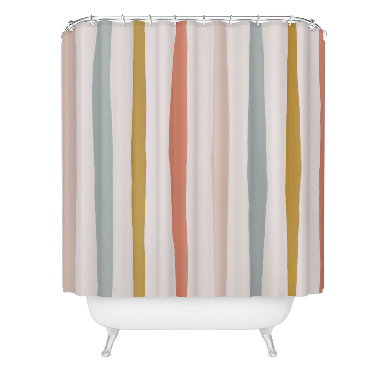 Rideau de douche Ninola Design, Rose / bleu / jaune rayé