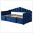 Upholstered Twin Size Daybed with Adjustable Height Pop Up Trundle, USB and Type-C Charging Ports, and 2 Side Pockets, No Box-Spring Needed-1377825655