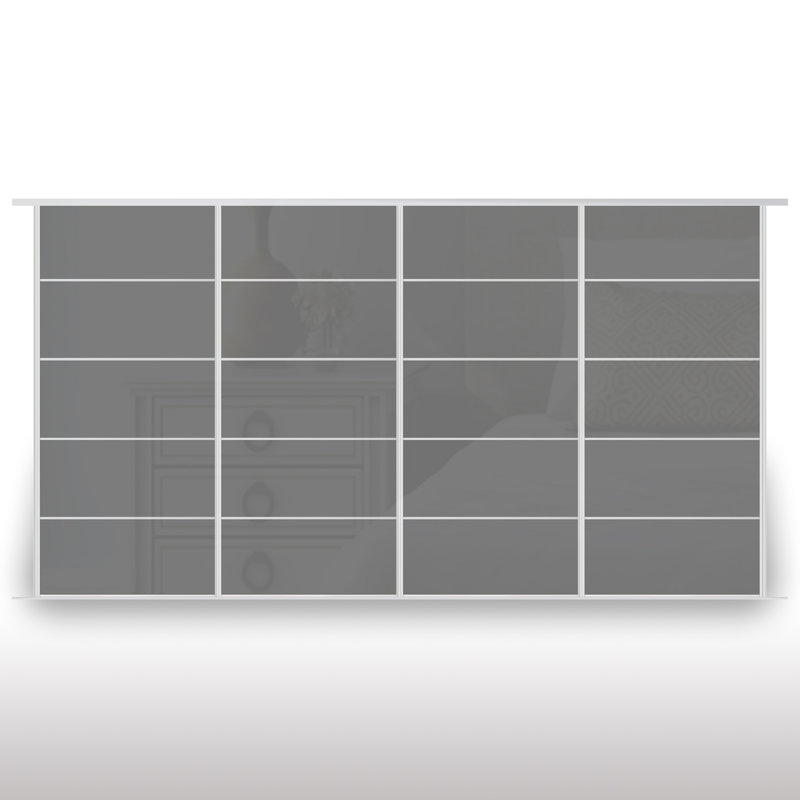 Laketha 4 Door Wardrobe, Grey, 230cm x 365cm x 82cm