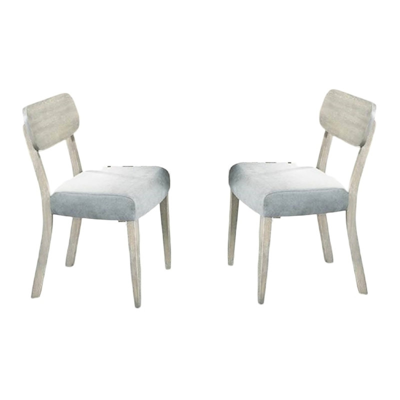 Chaises de salle à manger contemporaines 2 pièces, siège en bois d'hévéa massif avec coussin en tissu, chaises couleur grain de bois naturel, housse, base, design