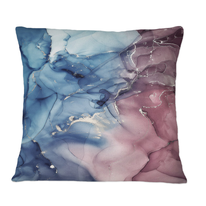 Coussin décoratif translucide rouge et bleu à l'encre II, 18 po x 18 po