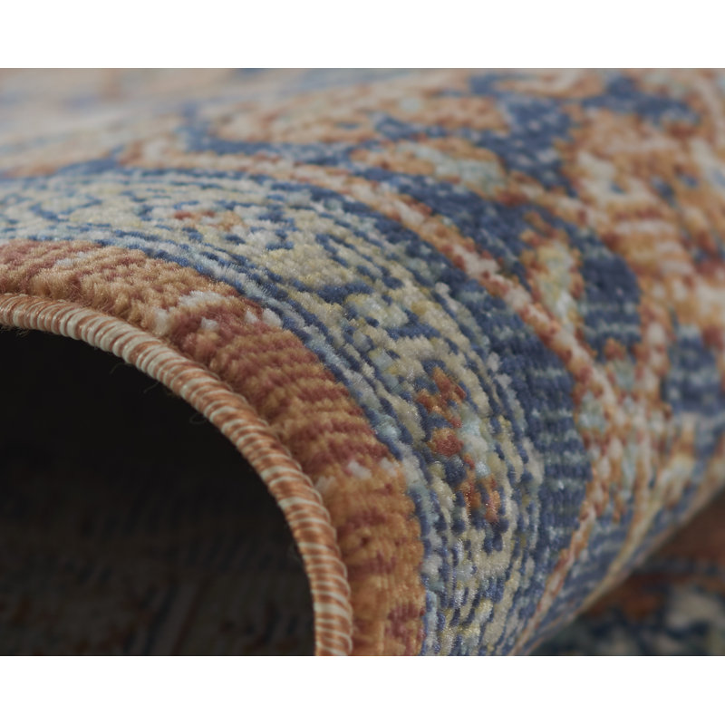 Tapis oriental cuivre / orange / bleu marine Jebril, Rectangle 5 pi 3 po x 7 pi 3 po