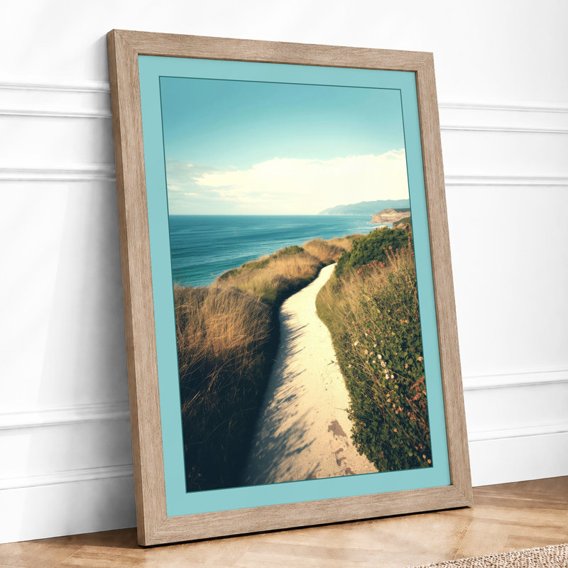 Path to the Sea Coastal - Framed Print, A1 - 84.1 x 59.4 cm, Oak