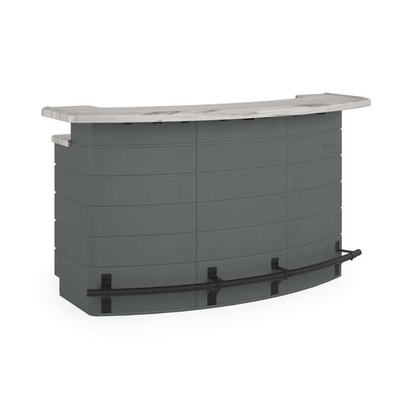 Suncast Backyard Oasis Water Resistant Entertainment Bar with Pull-Out Drawers and Shelving Space, Gray