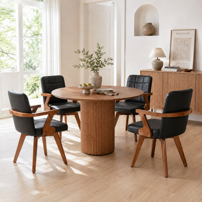 Raquita  360° Swivel Upholstered Dining Chairs with PU Leather