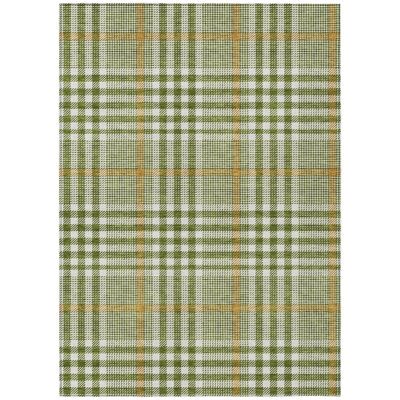 HomeRoots 10' X 14' Olive Green Brown And Ivory Plaid Washable Indoor Outdoor Area Rug