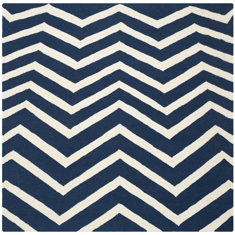 Sanyla Hand Tufted Wool Chevron Rug, Square 6'