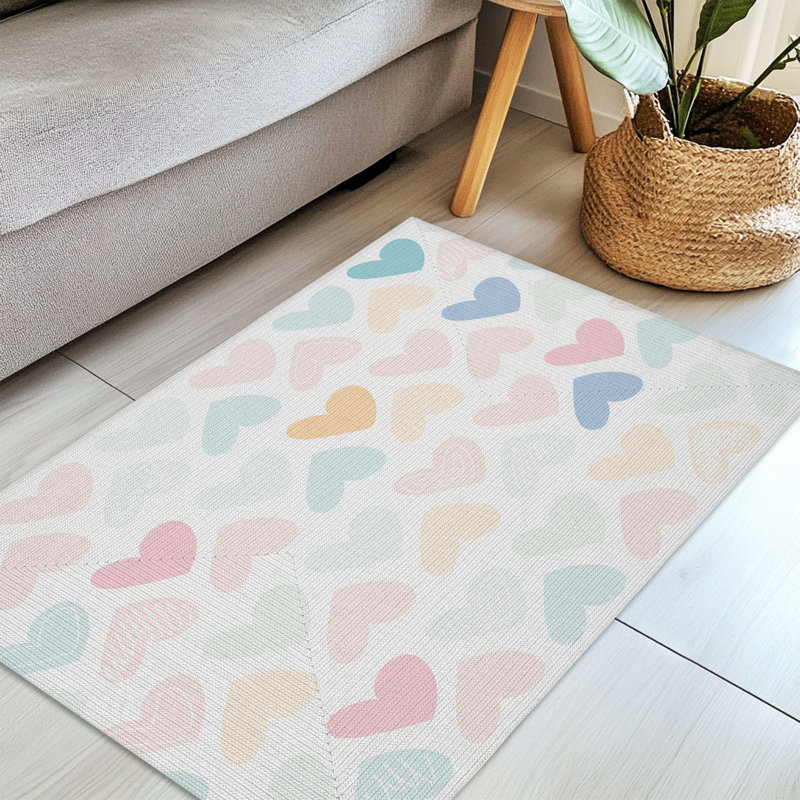 Tapis tressé Sweet Minimalist Love, Rectangulaire 3 pi x 5 pi