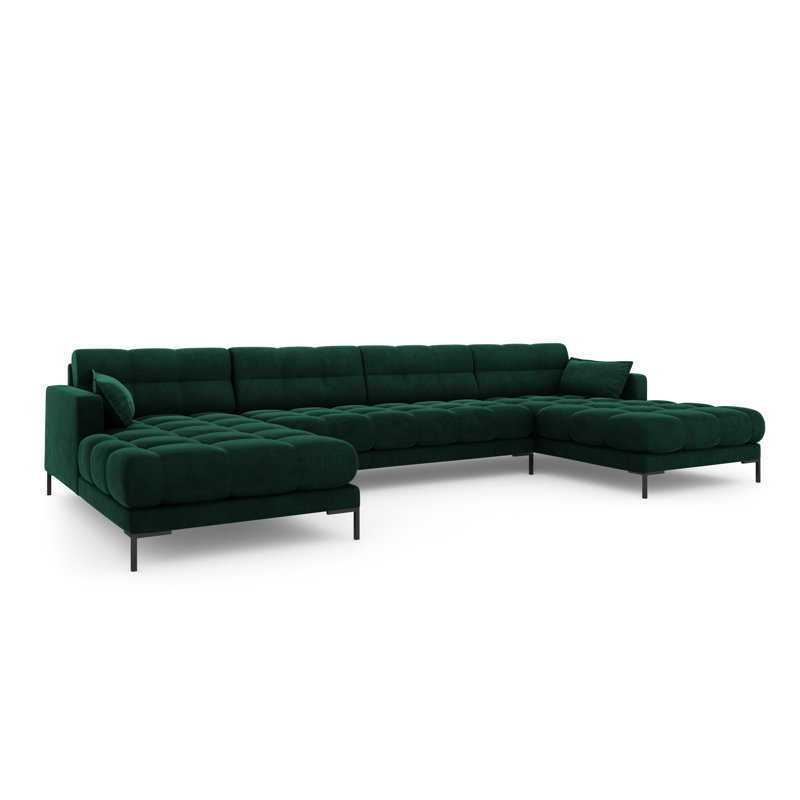 Adoraim 6 Seater Large Corner Sofa , Green, Black
