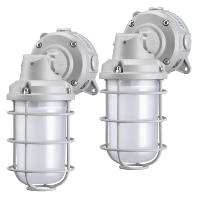 3cct Led Vapor Tight Jelly Jar Light, Wall/ceiling Caged Mounted, 100-277v