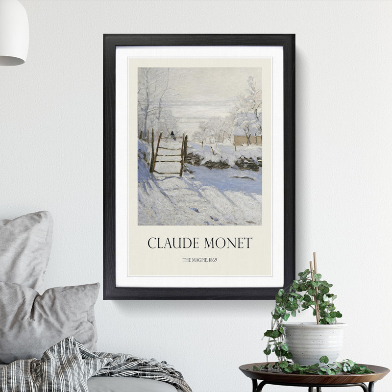 The Magpie by Claude Monet - Picture Frame Painting, Black Framed, 36cm H x 27cm W x 2cm D