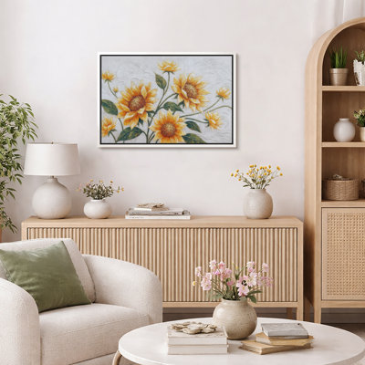 Art floral jaune tournesol, photos de salon jardin botanique rustique, impression sur toile encadrée