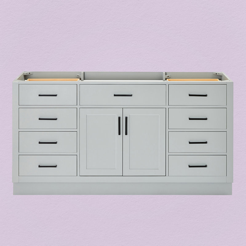 Hepburn 66 Single Bathroom Vanity Base Only, Gray, Matte Black