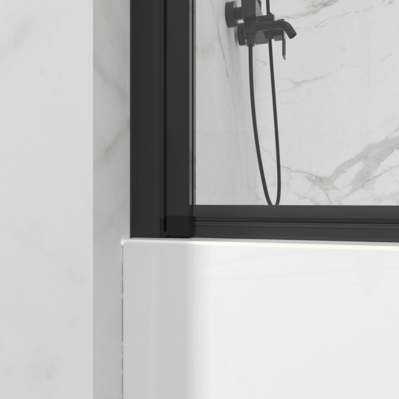 Bathtub Screen Panel Shower Door 180° Pivot