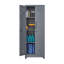 Armoire de rangement à balais avec portes et tablettes verrouillables, armoire de rangement en métal de 65 po de hauteur avec tringle à crochet et crochets en S, armoire de rangement pour outils de nettoyage gris-1281463380