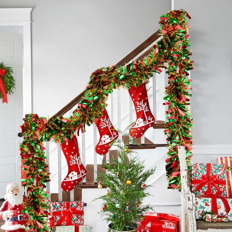 Anistasia Faux Garland, 9.05cm H x 3.89cm L x 5.15cm D, Green/Red/Gold