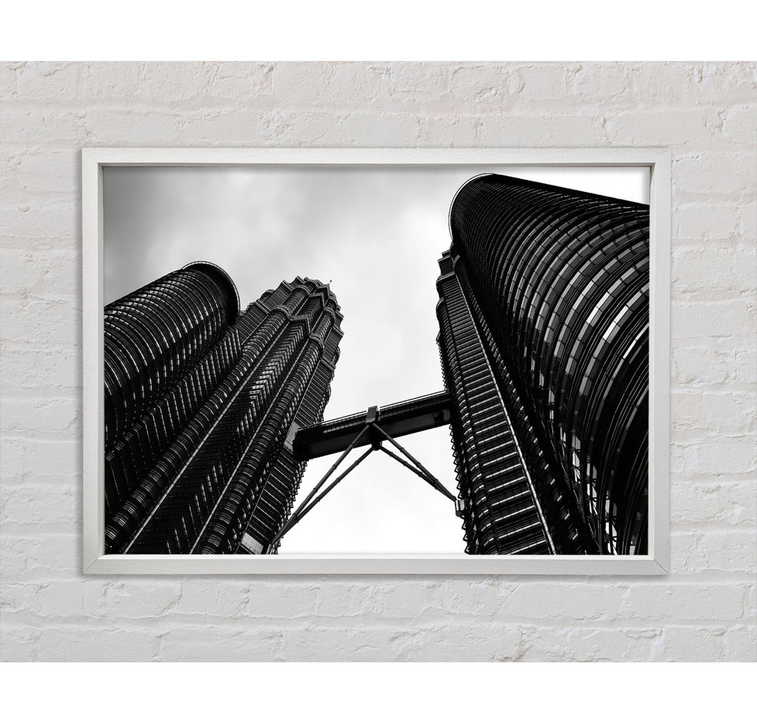 Petronas Towers Kuala Lumpur B N W - Einzelbildrahmen Kunstdrucke auf Leinwand