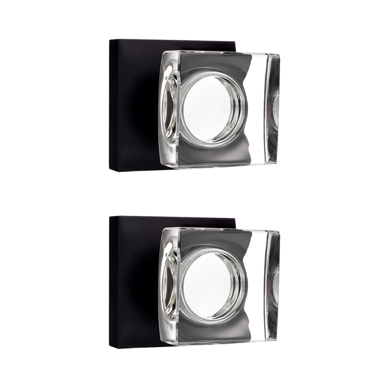 Faux boutons de porte en cristal Modern Grace Series, Noir mat