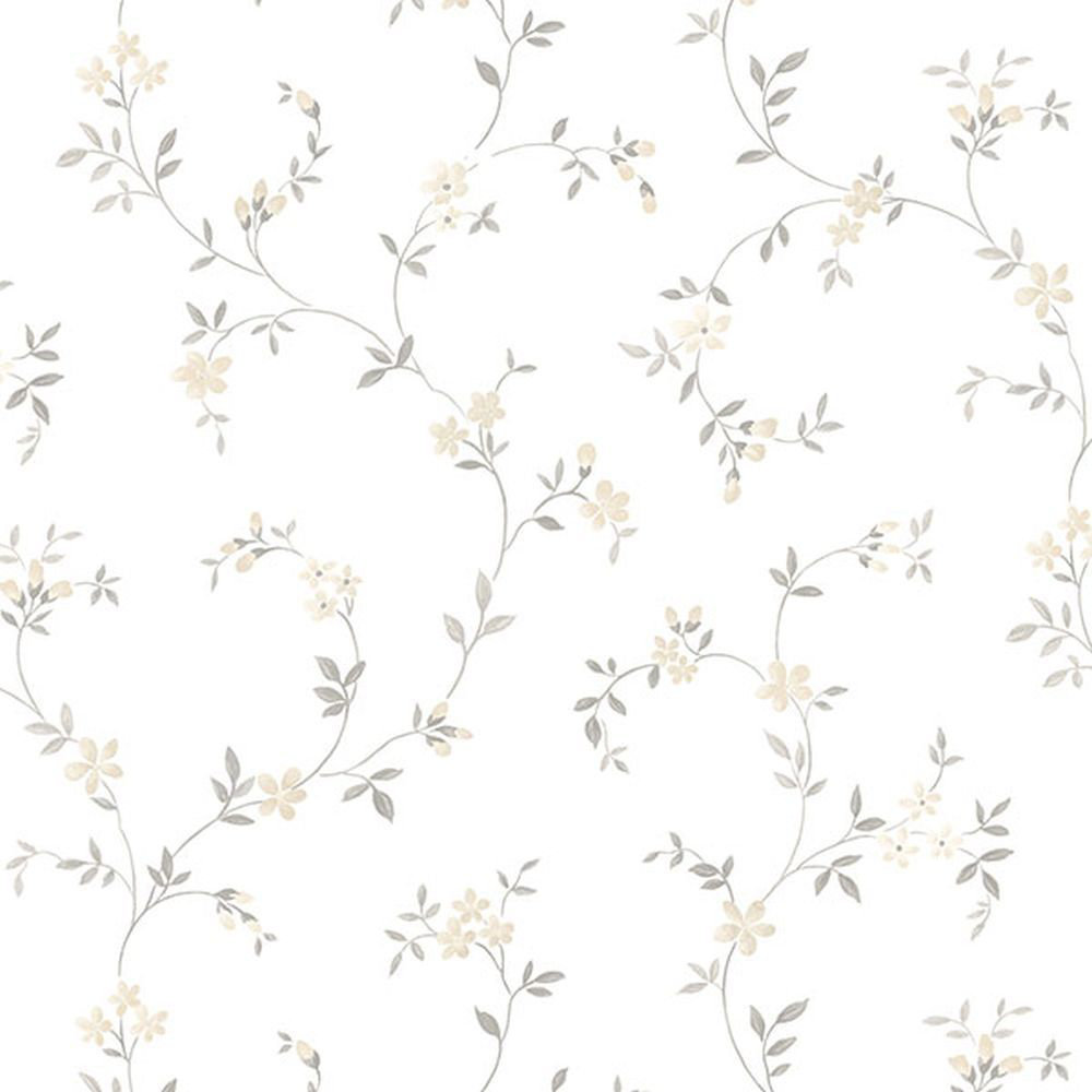 Grand Floral Black, Grey & White Wallpaper