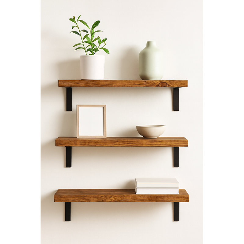 La Grange Wood Shelf  36''L x 8''W x 2''H Whiskey Brown, 2" H x 36" W x 8" D