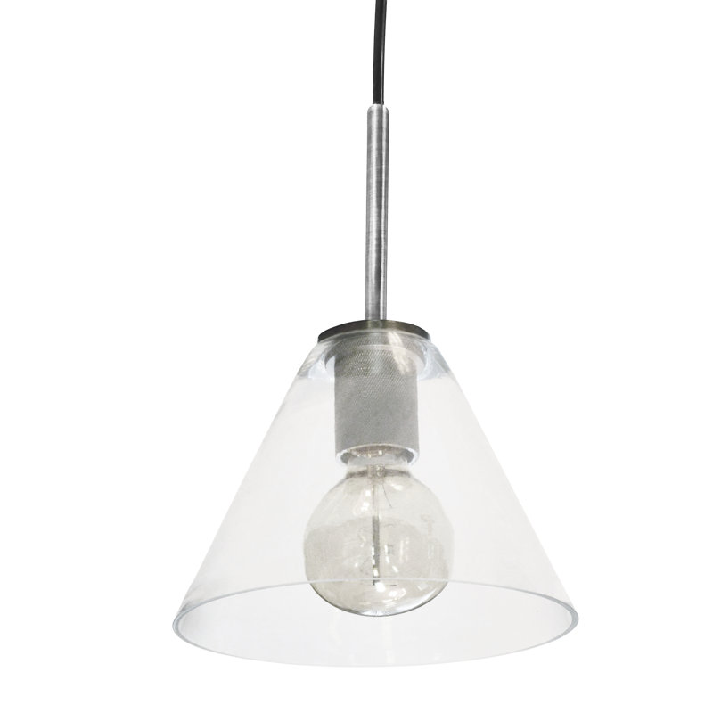 Luminaire suspendu conique 1 lumière Roswell, Chrome satiné