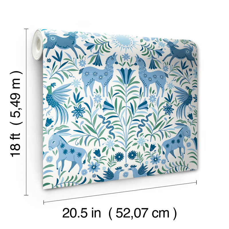 Whimsical Creatures Peel and Stick Wallpaper, Blue