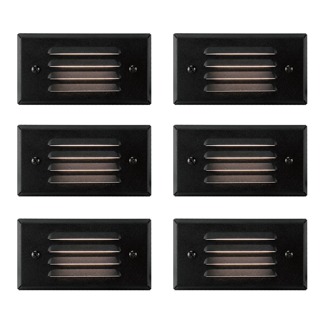 Black Low Voltage Integrated LED Metal Step Light Pack (Set of 6) GKOplus