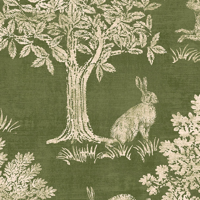 Joules Fox And Hare Olive Green Wallpaper