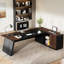 Bureau de direction en L avec classeur et tiroirs, poste de travail spacieux et moderne avec tablettes de rangement-1337749920-1337749935