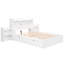 Lit double pleine grandeur avec lit gigogne simple, 2 tiroirs, tablettes coulissantes, bois massif robuste, sans sommier, tablettes à finition blanche et matériau en bois