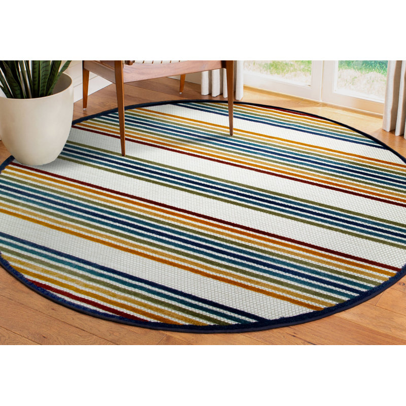 Floraville Striped Indoor Rug, Round 5'3"