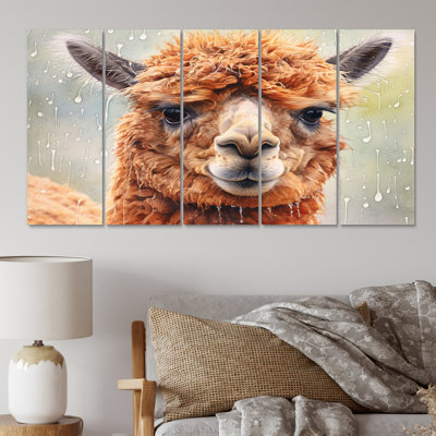 «Graceful Alpaca I», reproduction sur toile - 5 panneaux égaux