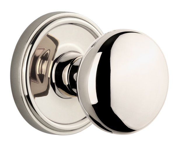 Rosette Grandeur Georgetown avec bouton de porte Fifth Avenue, 2-3/8 po, Nickel poli