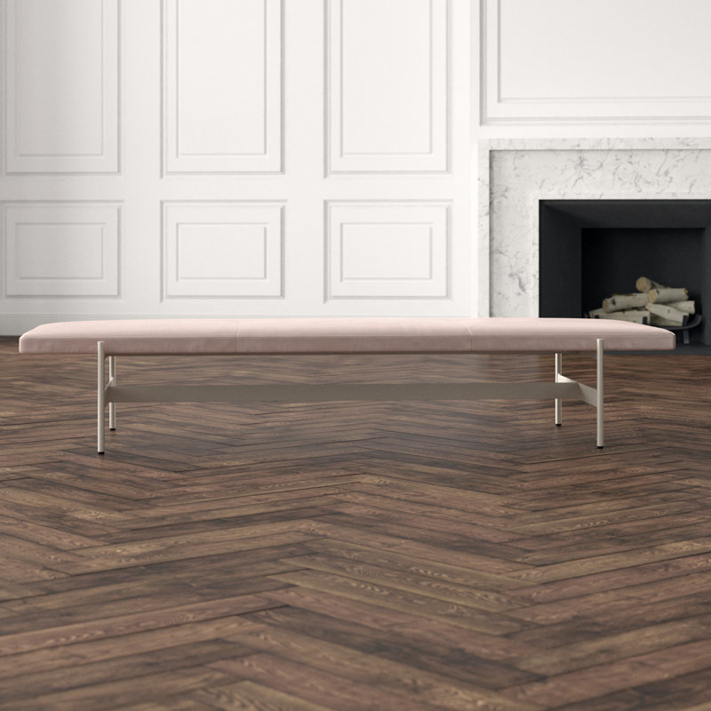 Daybench Leather Dining Bench, Putty, Blush, 14" H x 75" W x 24" D
