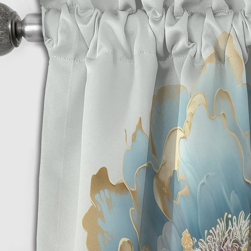 Rideau occultant Chic Blue Blooming Flower III - Floral, L 52 po x L 108 po