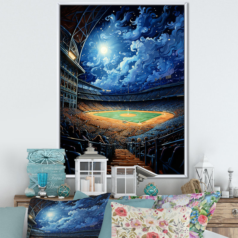 «Modern Baseball Stadium At Night II», impressions sur toile de paysages urbains, H 40 po x l 30 po x P 1,5 po