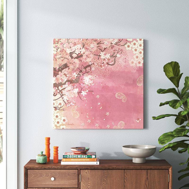 Tokyo Cherry II by Evelia Designs - Wrapped Canvas Painting, 91cm H x 91cm W