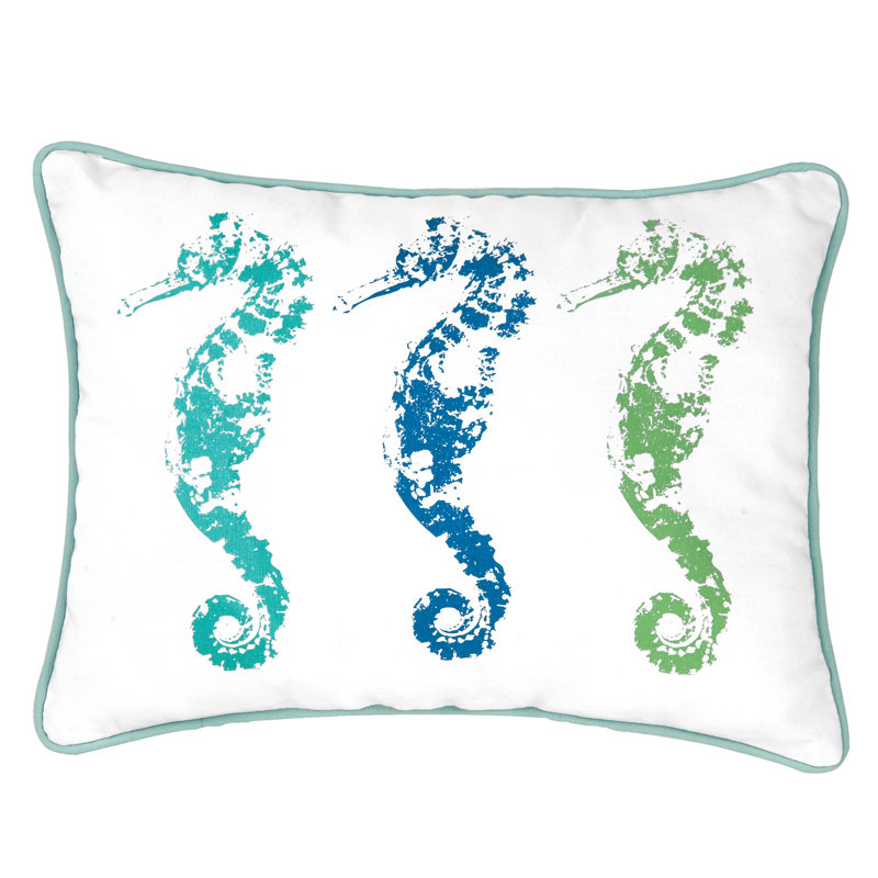 3 Seahorses Printed Throw Pillow