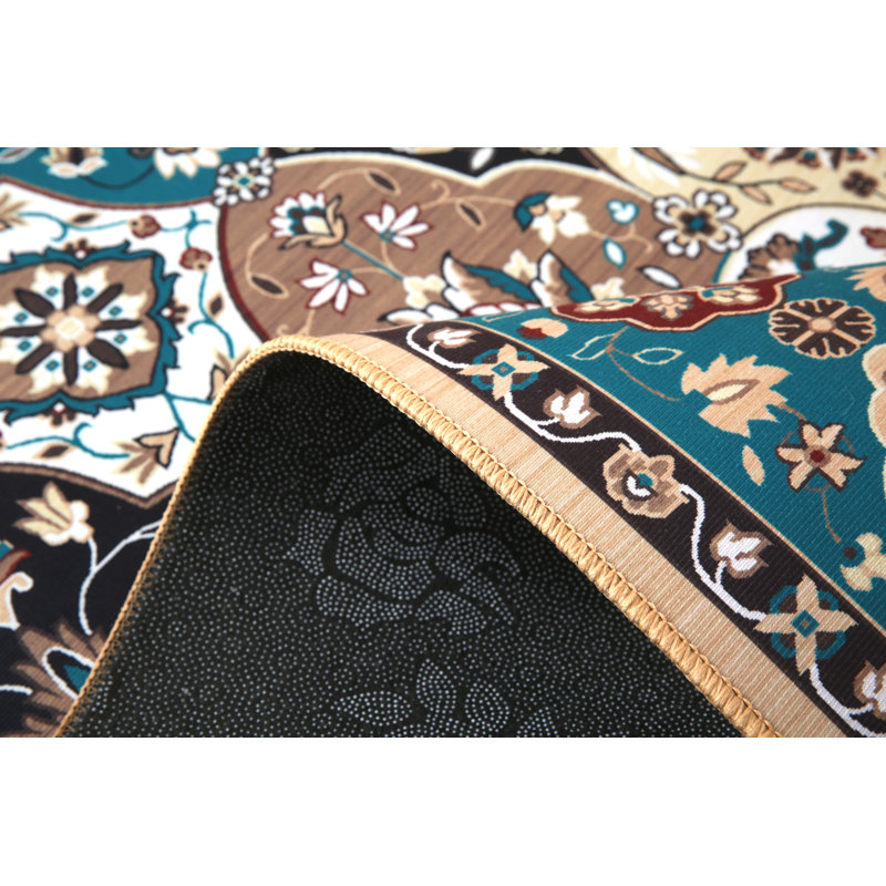 4X6 Green Machine Washable Area Rug with Built-in Padding and Non-Slip Backing, Rectangle 8' x 10'
