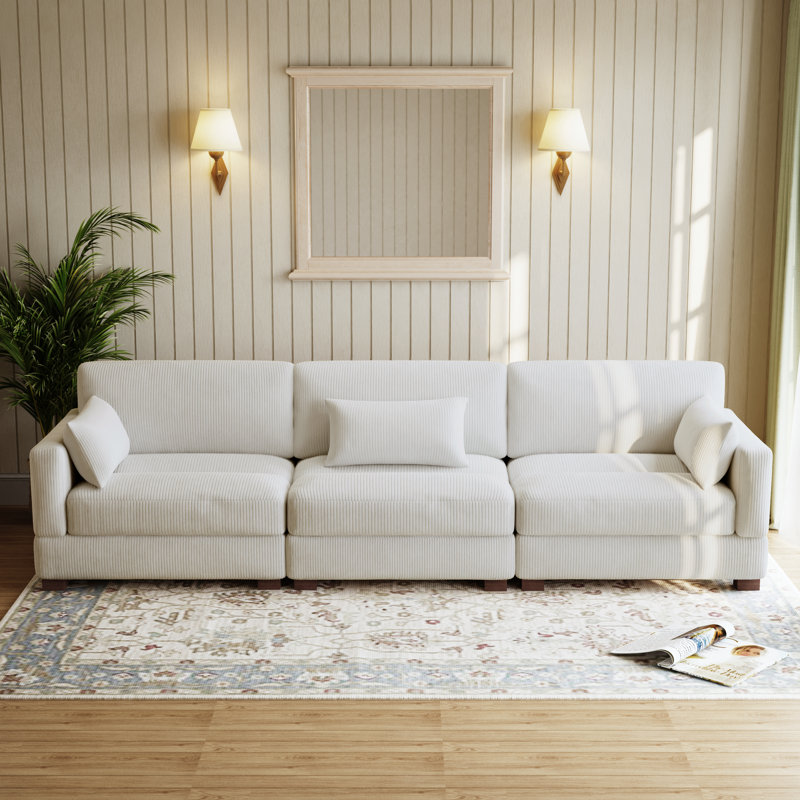 Maelina 312.4Cm Square Arms Modular Sofa, Sea Salt Grey