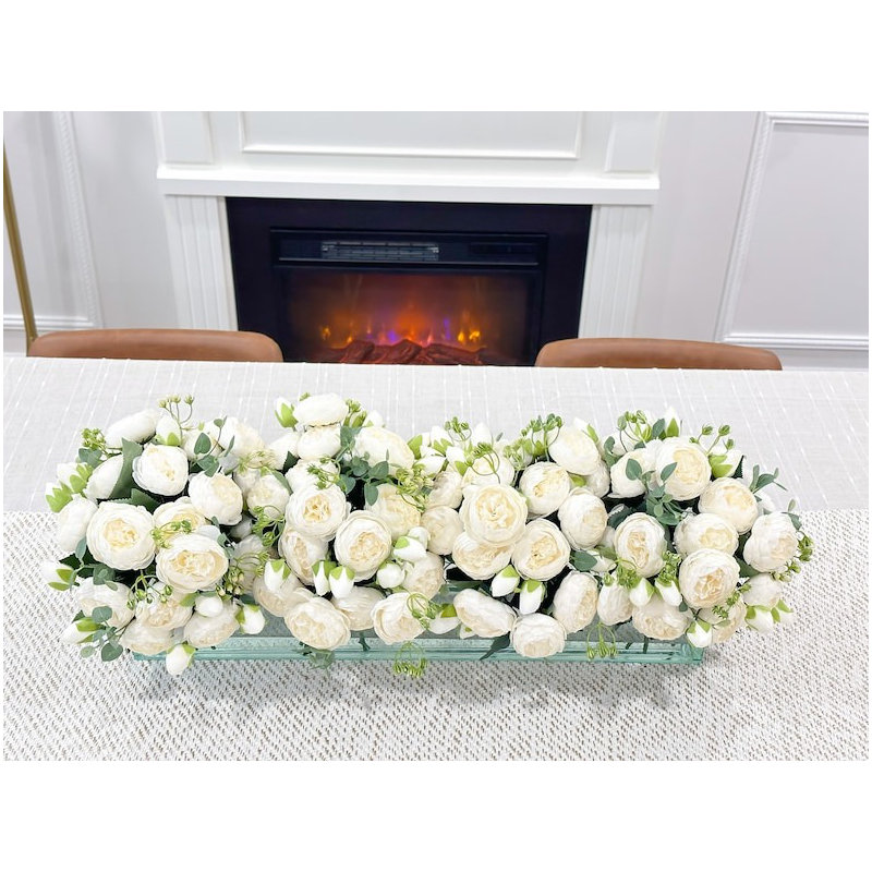 Roses Arrangement in Vase, 24, White